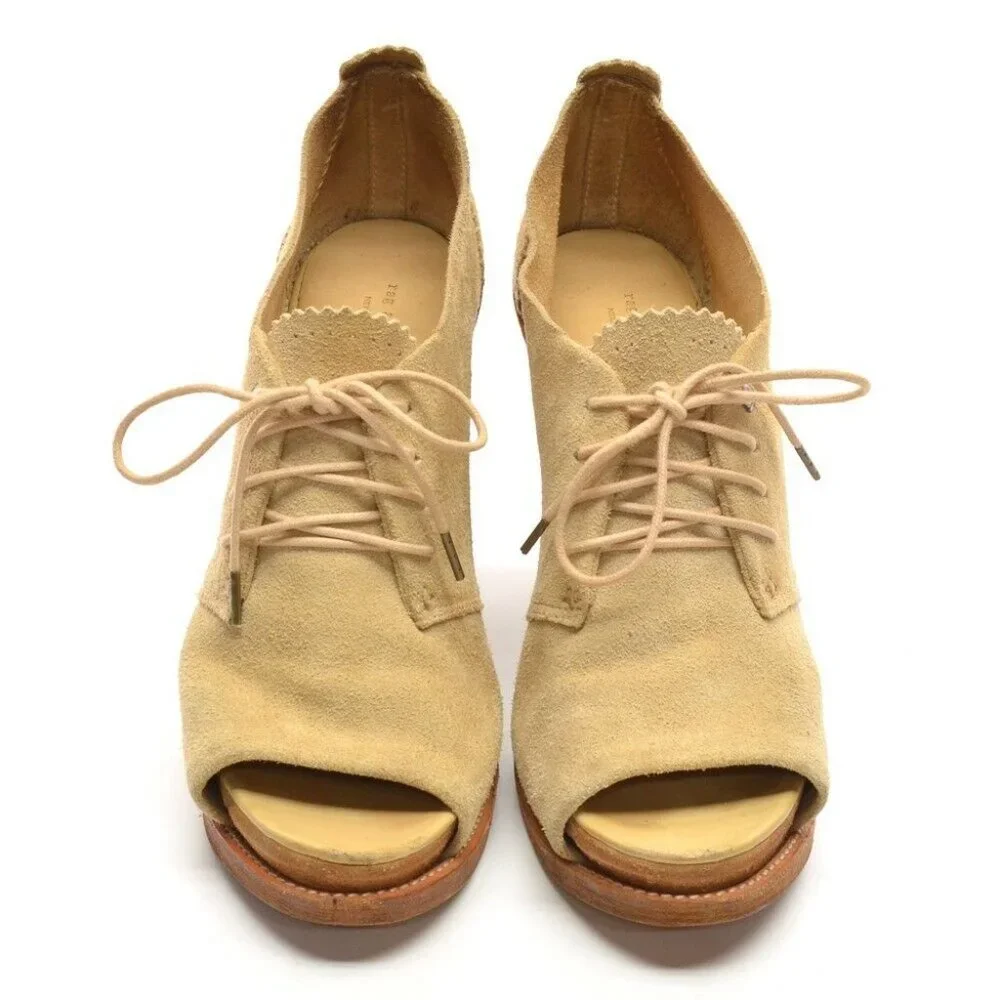 rag & bone Sunderland Tan Lace Up Wedge Pumps 41